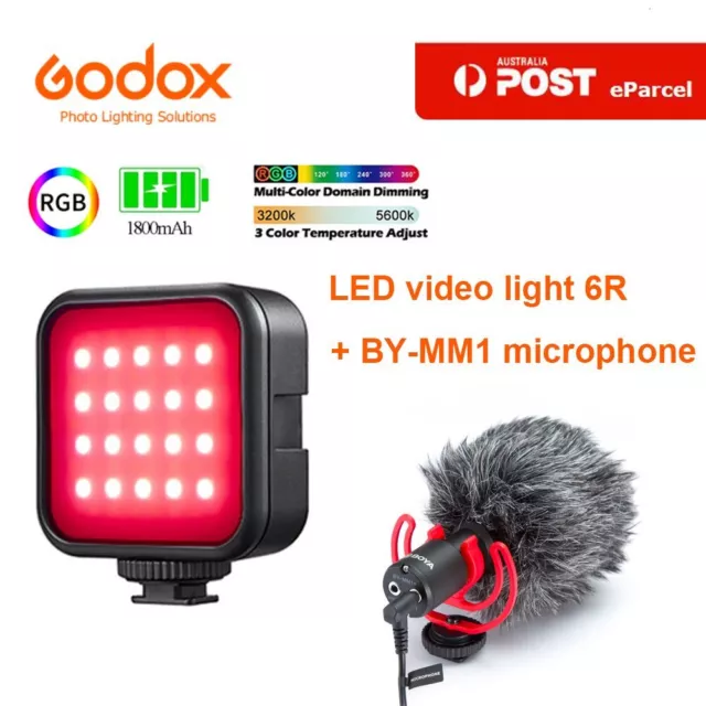 BOYA BY-MM1+ Condenser Video Recording Microphone With Godox 6R RGB mini light