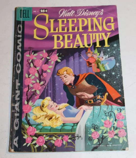 April 1959 WALT DISNEYS SLEEPING BEAUTY #1 Scarce Dell Giant comic book movie