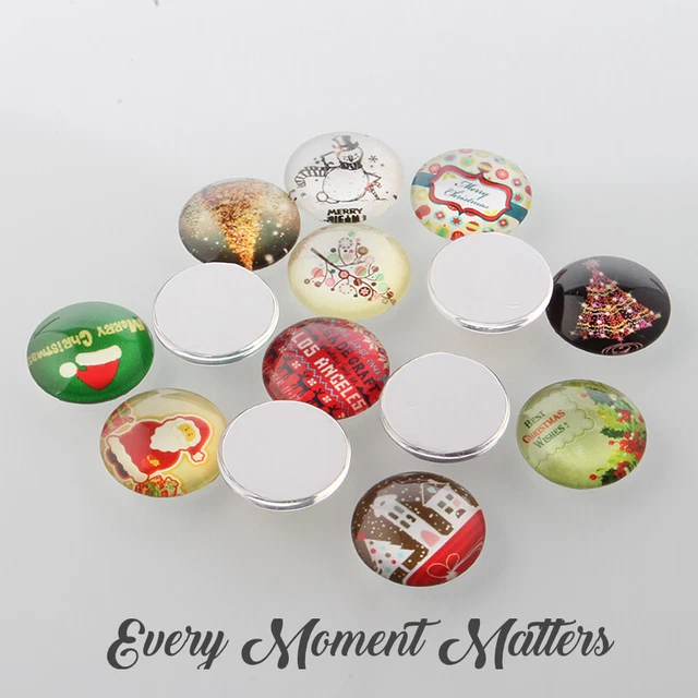 10 x WEIHNACHTEN WEIHNACHTEN GEMISCHTE DESIGNS GLASKUPPEL FLACHE RÜCKSEITE CABOCHONS 12 mm 3