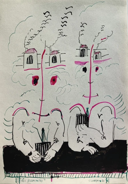 ART BRUT SINGULIER outsider art - dessin - Faravel Marie-Jeanne EUR 170