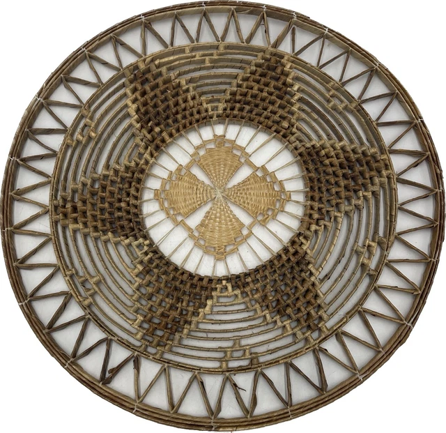 BAMBOO WICKER STRAW Rattan Basket Woven Round Circle Wall Art Boho