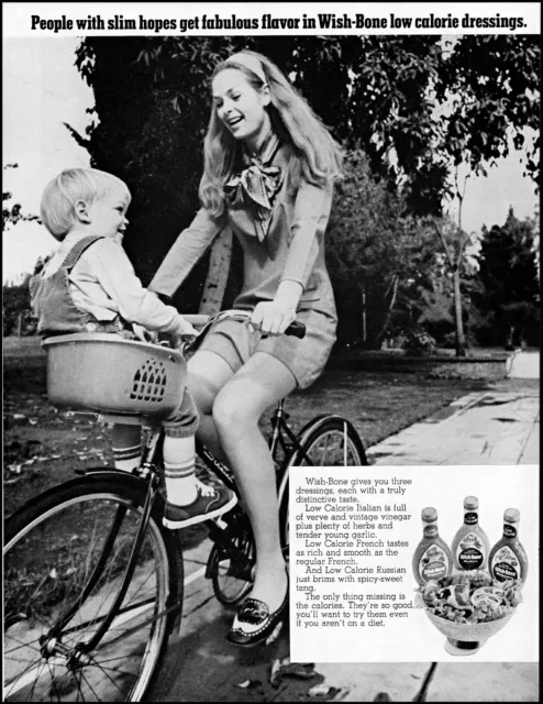 1969 Mom boy bike riding Wish-Bone salad dressing vintage photo print ad adL5
