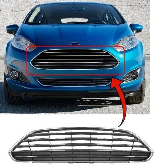 FORD FIESTA 20132016 Front Bumper Centre Grille Upper Black W/Chrome