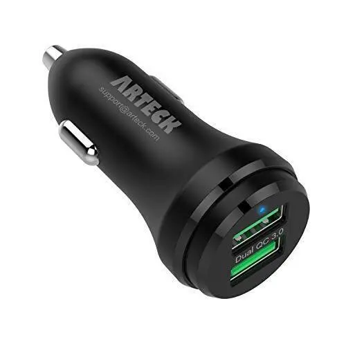 Car Charger, Arteck 40W 2 Quick Charge 3.0 USB Port Adapter with Dual QC 3.0,