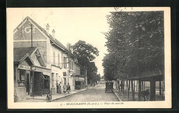 CPA Beauchamps, Place du marché 1932