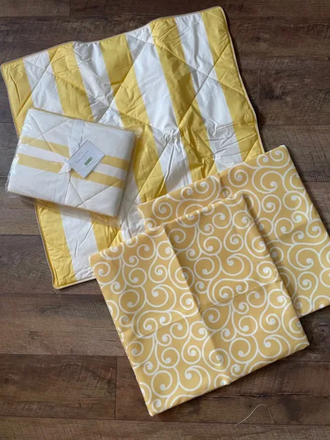 2 Pottery Barn Marlo Stripe Euro Sham Yellow/Ivory PLUS 17"x17" Pillow Coverings