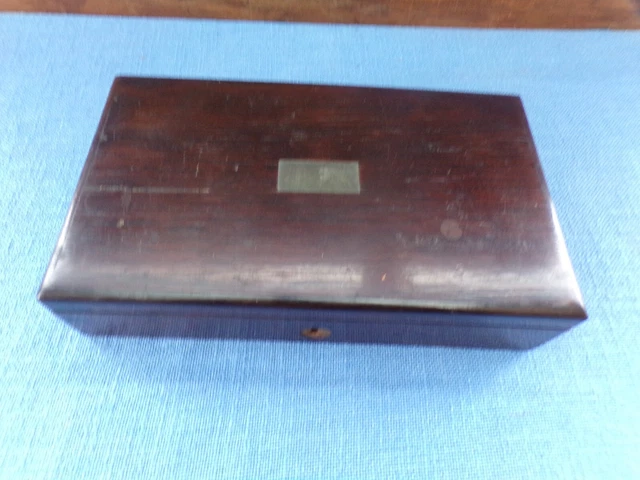 XIXE ANCIENNE BOITE à dessin en bois noirci, Napoléon III, belles incrustations EUR 130,00