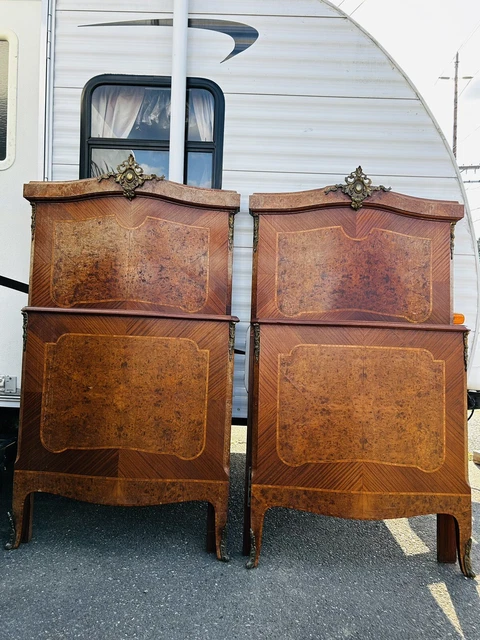 Antique Louis French Twins King Bed Set Victorian Ornate Old Italian Bombay TWO!