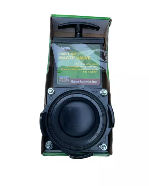 Valterra T58 3" Twist-On Waste Valve Mess-Free Waste Valve Black