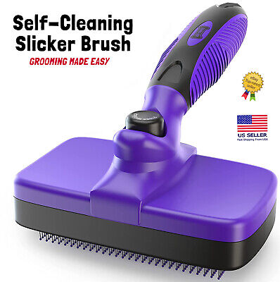 Self-Cleaning Slicker Brush by Ruff 'n Ruffus For Dog-Cat-Rabbit