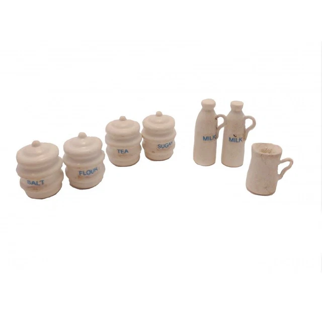 Melody Jane Lot de 4 boîtes de rangement miniatures pour maison de poupée Blanc uni