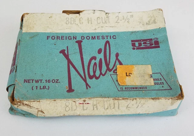 Vintage Hardened Square Nails 8-D C.H. CUT USI Foreign Domestic 2 1/2" Long
