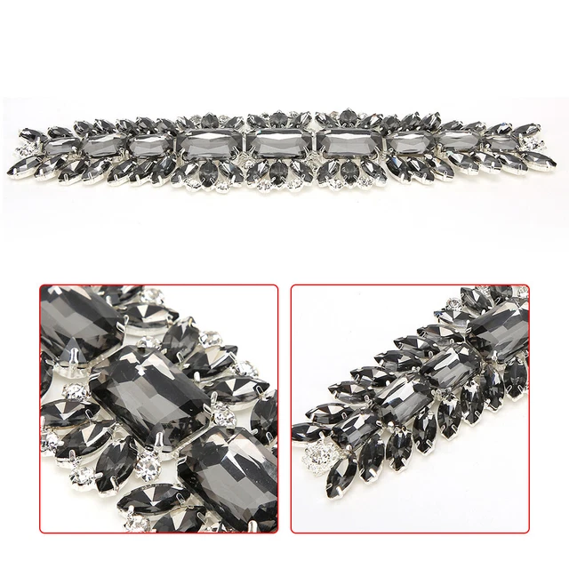 (Transparent Gray)Rhinestones Trims Crystal Chain Ribbon Craft Decoration