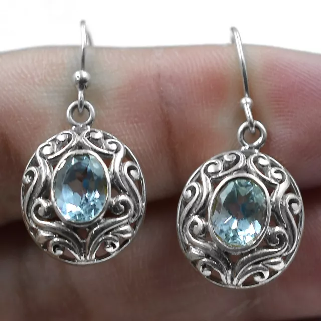 Blue Topaz Earring 925 Sterling Silver Jewelry Designer Handmade Earring