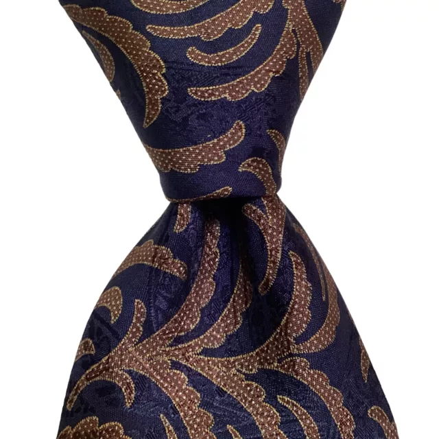 STEFANO RICCI Men's 100% Silk XL Necktie ITALY Luxury FLORAL Blue/Brown/Gray GUC