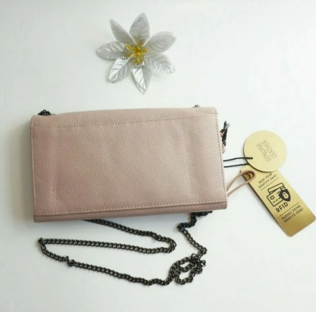 NWT! Rachel Roy Leather Crossbody Wristlet Bag Blush Pink RFID Purse 2