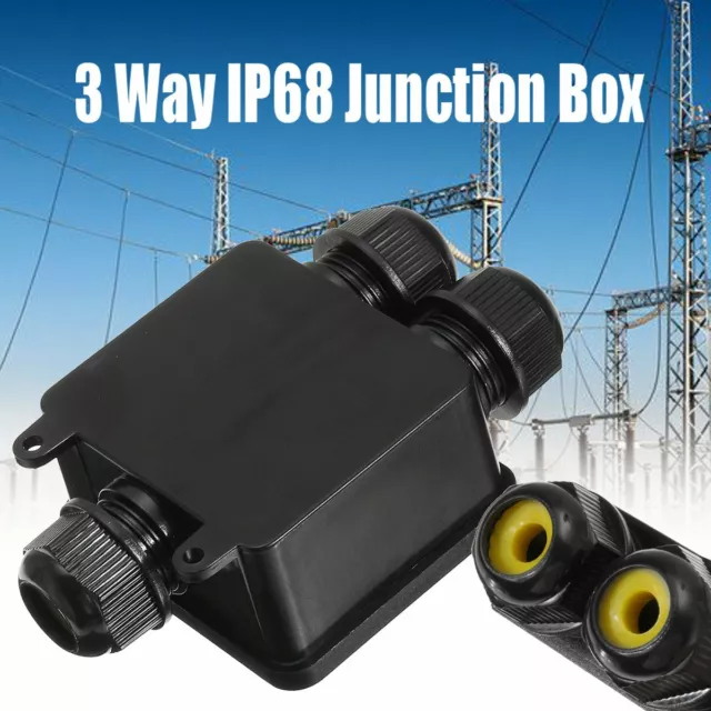 Waterproof Junction Box Case Electrical Cable Connector Outdoor IP68 3 Way