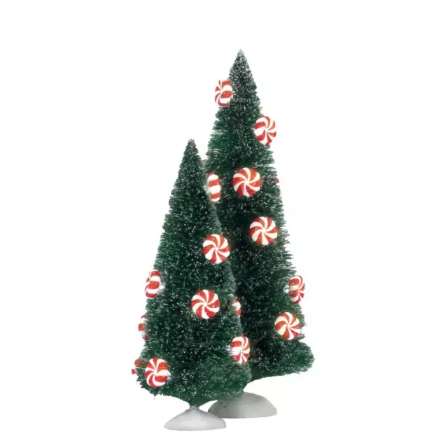 Dept 56 Peppermint Lit Sisal Trees 4025370  D56 NEW Christmas Village