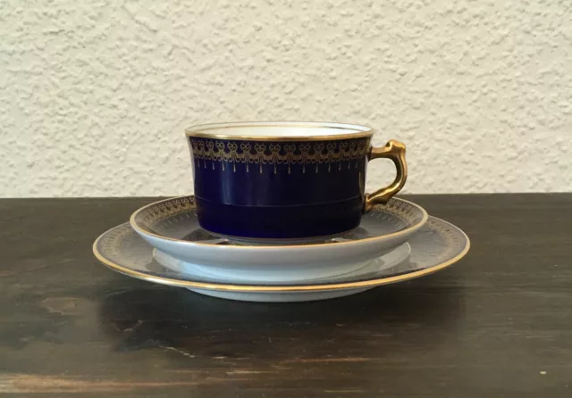 Kaffeegedeck Romanov Collection Genuine Cobalt / Gold 3tlg.Porzellan Set