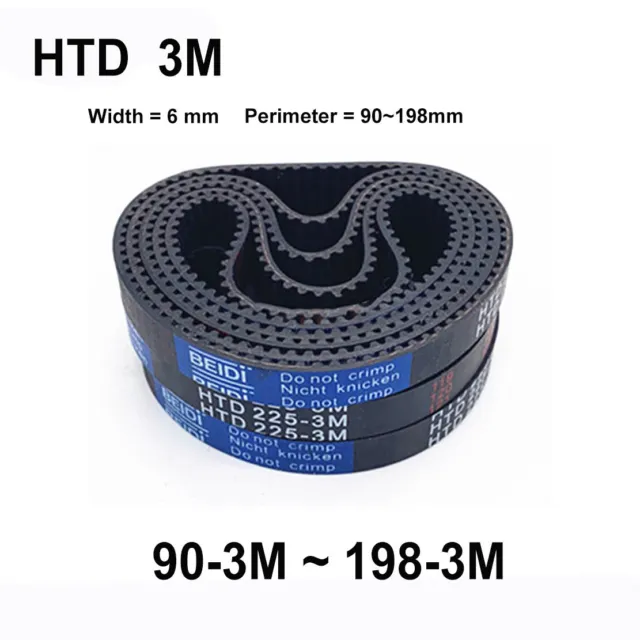 Timing Belt HTD 3M Pitch 3mm Width 6mm Closed Loop Synchronous For Pulley CNC