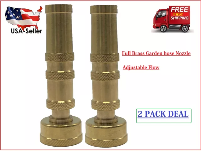 Solid Brass Garden Spray Nozzle 4" Adjustable Twist Water Hose USA Stock 2 PACK