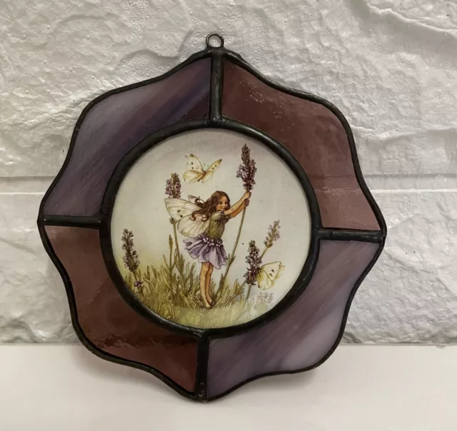 Fairy stained glass, Fairie suncatcher, flower fairy, lavender