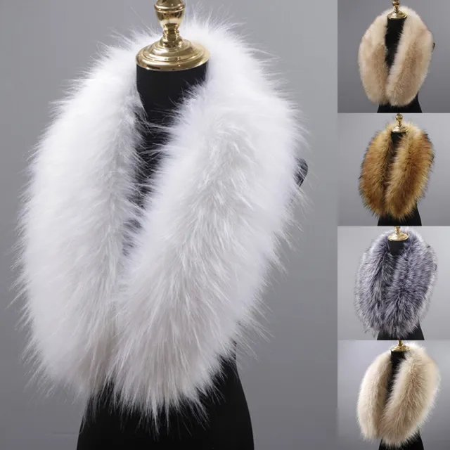 Womens Men Fluffy Faux Fur Scarf Neck Warmer Wrap Extra Large Collar Shawls
