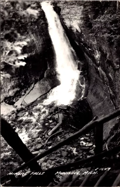 Real Photo Postcard Miners Falls in Munising, Michigan~138835