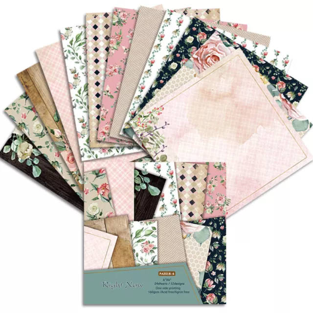 12 PCS Flower Paper Pad Lattice Scrapbooking Album Card Junk Journal Craft DIY