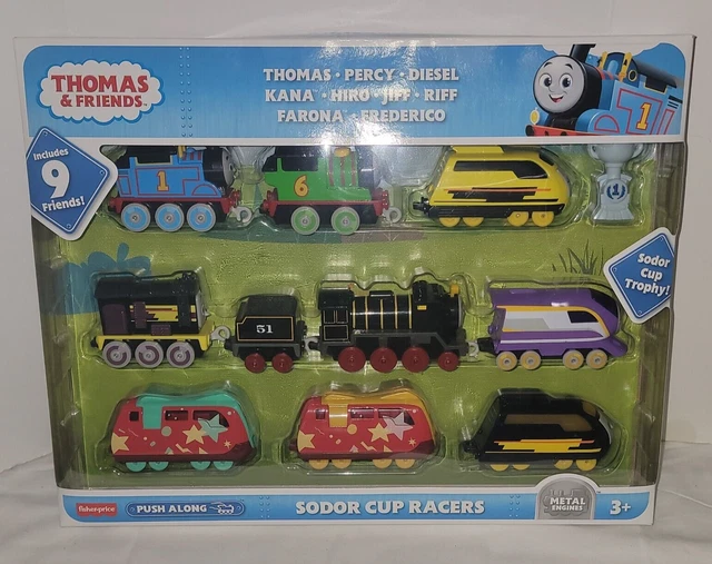 THOMAS & FRIENDS Sodor Cup Racers 9 Metal Trains Push Along Fisher ...