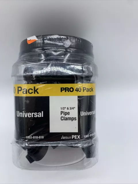 Apollo Pex Pro 40 Pack 1/2” & 3/4” APXTALON40JR  Pipe Clamps Support Plastic
