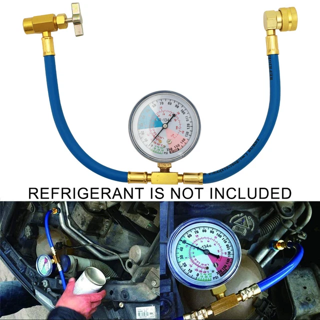 R134A CAR AIR Conditioning Refrigerant Recharge Measure Kit Hose Gas