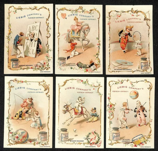 Scarce German Liebig Extract Trade Cards - Set of 6 "Children in Circus" c1895