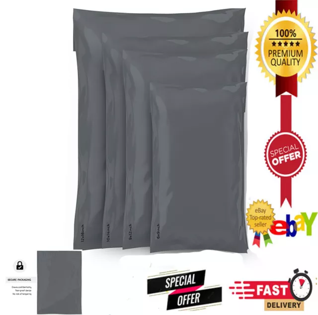 GREY MIXED Postal Post Packaging Bags Plastic Parcel Mailing Packing Self Seal