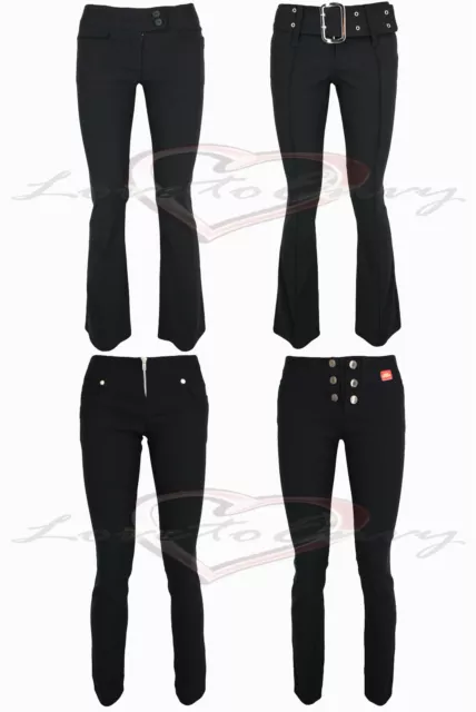 Ladies Girls Good Quality Stretch Black Bootleg Skinny Hipster Trousers.