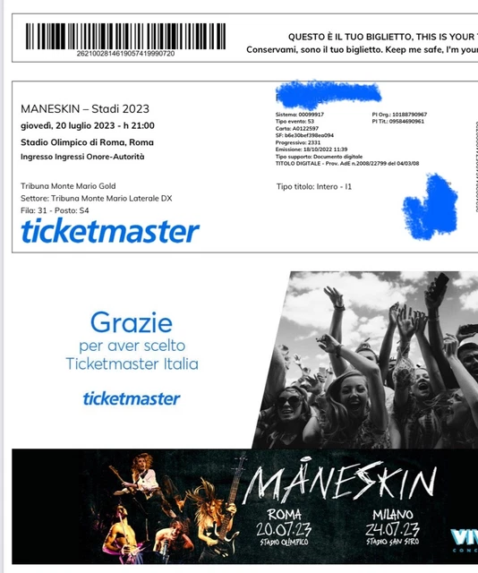 biglietti concerto 2 maneskin 