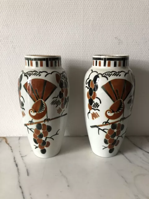 Keller et Guérin Lunéville - Paire de Vases & Jardinière Ceylan - Art Déco, 1920 3