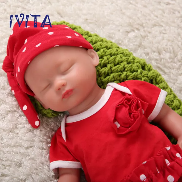 IVITA 15'' Handmade Sleeping Baby Girl Lifelike Silicone Reborn Doll 1800g