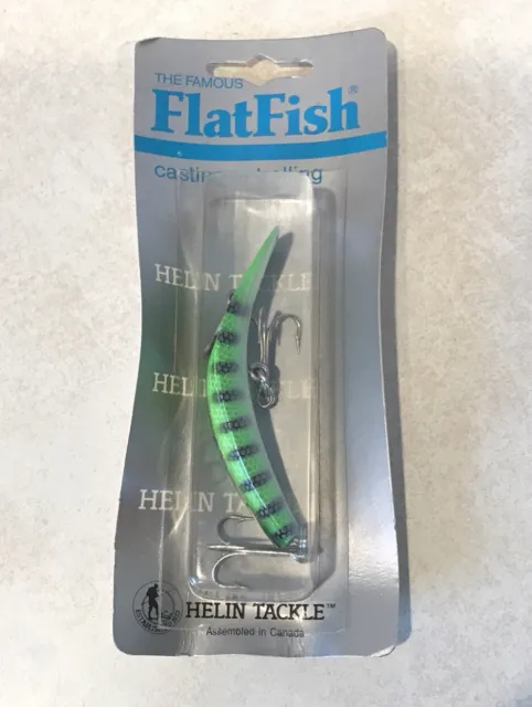 HELIN T-55 FLATFISH 6” BLACK SILVER FLAKE COLLECTOR LURE PLUG NEW IN BOX  VINTAGE