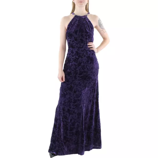 Lauren Ralph Lauren Womens Velvet Floral Halter Evening Dress Gown BHFO 5428