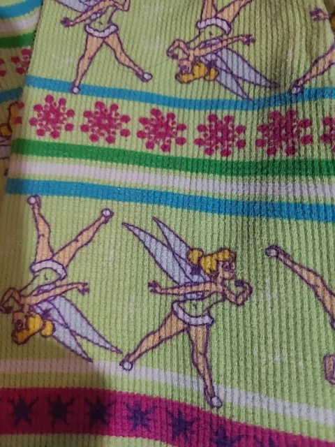 DISNEY TINKERBELL WOMEN’S 2pc Pajama Set Size S Waffle Knit Cozy Comfy ...