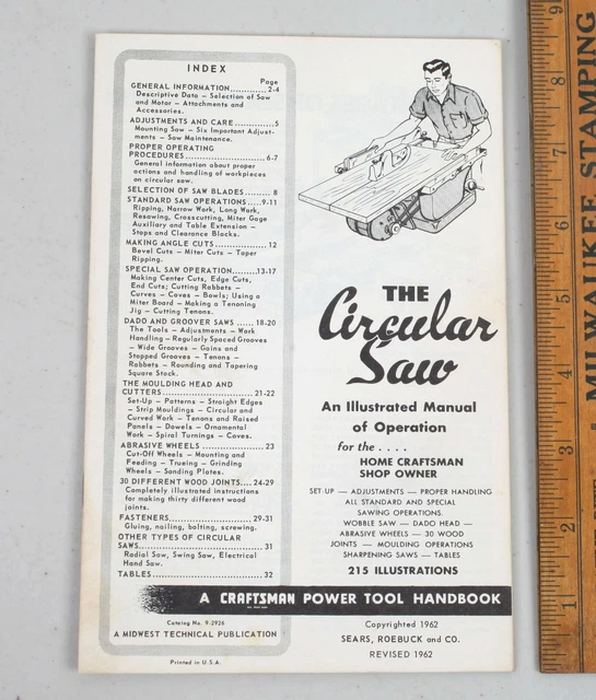1962 SEARS CRAFTSMAN Circular Saw Directions Tool Manual EUR 10,32 ...