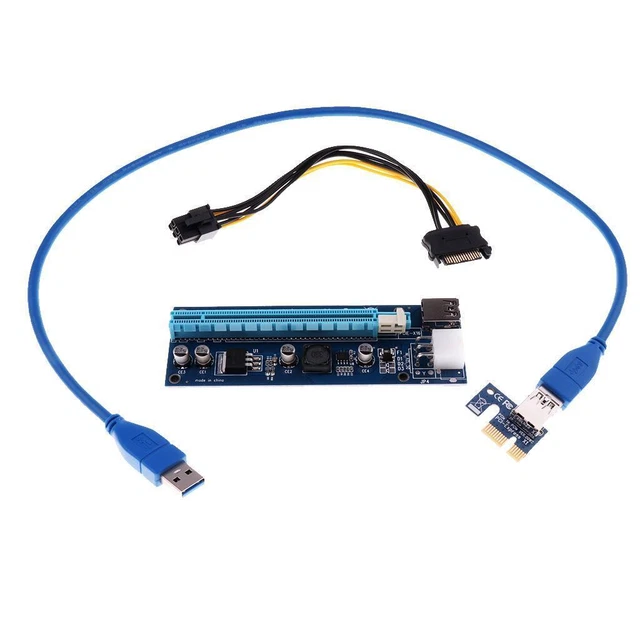 USB3.0 PCI-E 1x to 16x Extender Riser Card Adapter Powered Cable