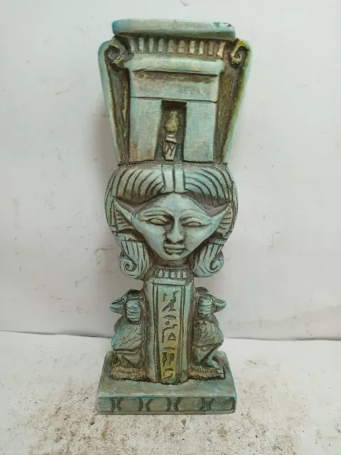 RARE ANTIQUE ANCIENT EGYPTIAN Statue Goddess Hathor 2 Baboon Protection 1640 Bc