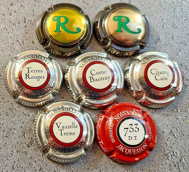 CAPSULE DE CHAMPAGNE : JACQUESSON. Lot de 7 Suivant l'ordre Belle Côte ...