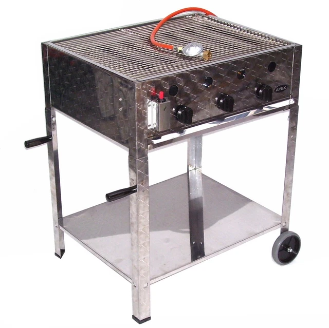 EDELSTAHL GASBRÄTER 10 kW  3 flammig GASGRILL BRÄTER GRILL BBQ Grillwagen Pfanne 2