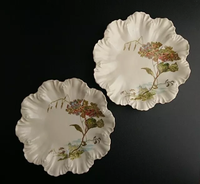 Limoges Lanternier French Porcelain Plate Pair Set of 2 France 23cm wide