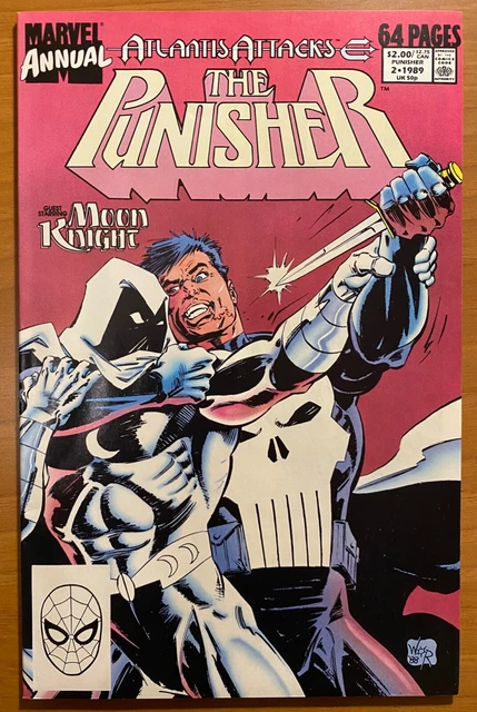 PUNISHER ANNUAL 2 VF/NM 1989 Key 1st Punisher vs Moon Knight MCU Marvel