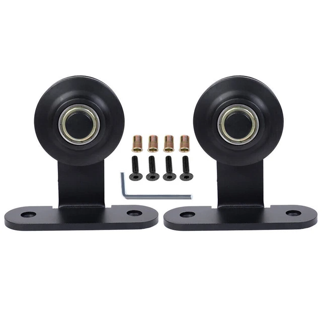 1 Pair Sliding Barn Door Hardware Closet Flat Track Big Spoke Wheel Hangers Kit
