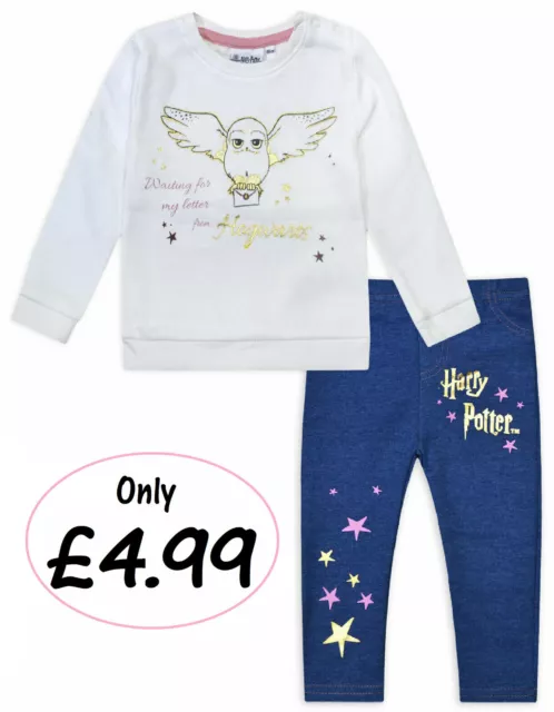 Baby Girls Harry Potter Outfit Jumper & Leggings Ex Store Hedwig 2Pc Set Bnwt